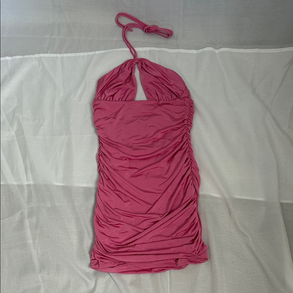 Pink Halter Mini Dress